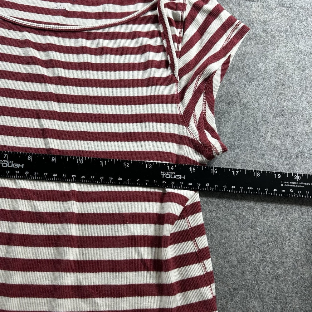 Polo Anthropologie Top Womens Large Envelope Tee Ribbed Striped Red White - Picture 7 of 7